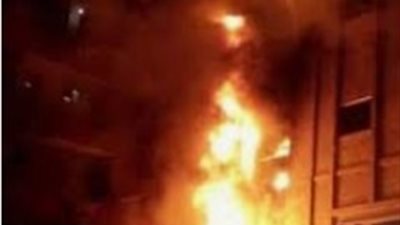 معاينة حريق ناد صحي أسفر عن إصابة فتاتين بالنزهة