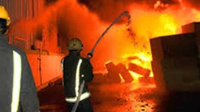 المعمل الجنائي يعاين حريق شقة سكنية بالمعادى