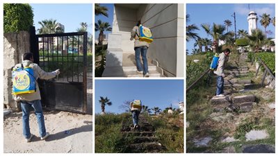 بدء تطهير وتعقيم آثار كوم الناضورة بالإسكندرية لمواجهة كورونا