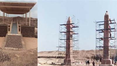 أعمال تطوير منطقة صان الحجر وانتهاء تثبيت مسلتين جديدتين (صور)