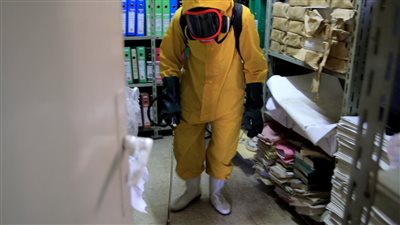 التنظيم والإدارة: تعقيم مبنى الجهاز وتشديد الإجراءات لمنع انتشار فيروس كورونا