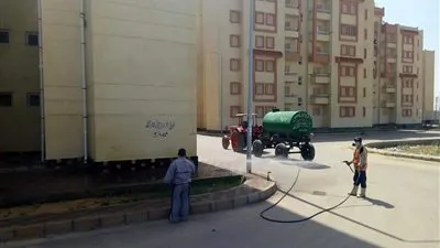 حملة لتطهير شوارع ومنازل جمصة لمواجهة كورونا 