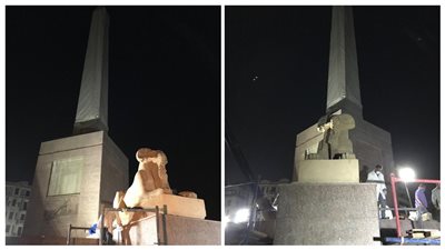 عاجل.. بدء وضع كباش الأقصر بميدان التحرير (صور)