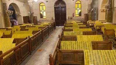 كنيسة العذراء مريم بمسرة تستعد لاستقبال المصلين بإجراءات وقائية مشددة ( صور) 