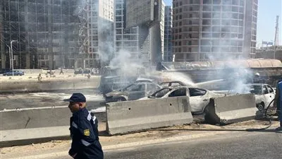 تفحم 7 سيارات ملاكي في حريق الطريق الدائري