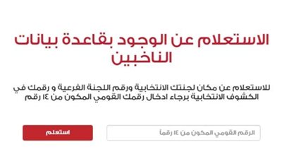 موقع اللجنة الانتخابية ٢٠٢٠ عن طريق هيئة للانتخابات الوطنية بالرقم القومي