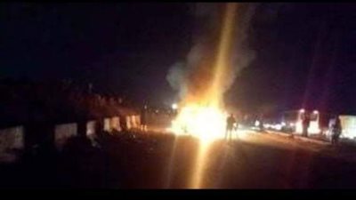 عاجل.. مصرع وإصابة 5 أشخاص في حادث اشتعال سيارة بالأوتوستراد 