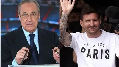 فلورنتينو بيريز يكشف حقيقة تسببه في رحيل ميسي عن برشلونة