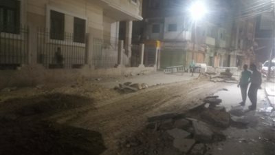 بدء أعمال رصف شارع الجمهورية في أبشواي بالفيوم (صور)