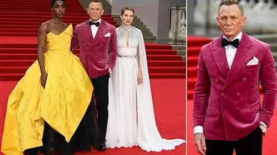 دانيال كريج ببدلة وردية في العرض الخاص لـ No Time To Die