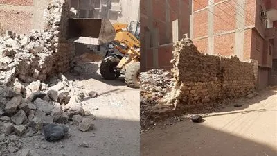 إزالة 3 أسوار قديمة تُشكل خطورة على المواطنين ببني سويف (صور)