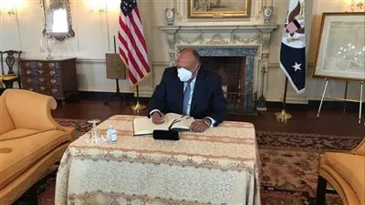 وزير الخارجية يلتقي نظيره الأمريكي قبل انطلاق الحوار الاستراتيجي (صور) 