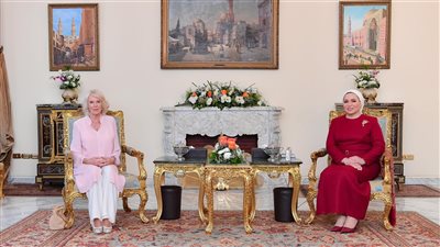 شاهد.. تفاصيل لقاء انتصار السيسي مع قرينة الأمير تشارلز 