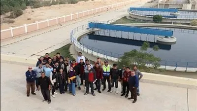 وفد طلاب شعبة الهندسة بالمعهد التكنولوجى العالى بمدينة ٦ أكتوبر يزور محطة المعالجة الغربية 
