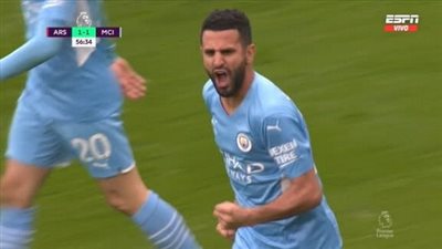 محرز يضيف هدف التعادل للسيتي في شباك الأرسنال