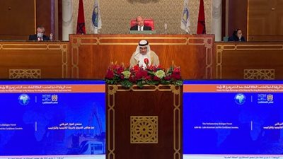 خلال كلمته.. العسومي: يجب تعزيز التعاون بين عالمنا العربي وإفريقيا وامريكا اللاتينية