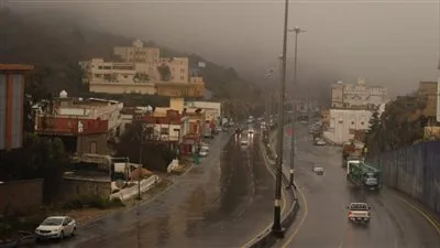  أمطارٌ متفرقةٌ على منطقة الباحة من خفيفة إلى متوسطة