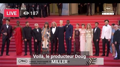 نيقولا معوض على السجادة الحمراء من مهرجان كان في عرض فيلمه Three Thousand Years of Longing