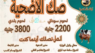 أوقاف الإسكندرية تتجاوز مبيعات صكوك الأضاحي عن العام الماضي