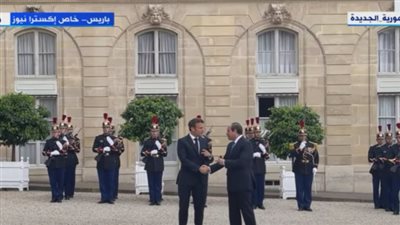 شاهد.. لحظة استقبال ماكرون للرئيس السيسي بقصر الإليزيه