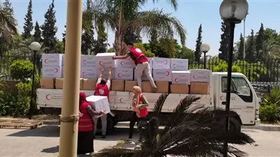 الهلال الأحمر المصري يرسل مساعدات عاجلة للشعب الفلسطيني جراء العدوان الأخير على قطاع غزة