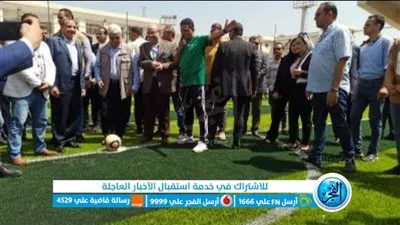 وزير التعليم العالي يسدد ضربة البداية في افتتاح تطوير الملعب الخماسي بجامعة بني سويف