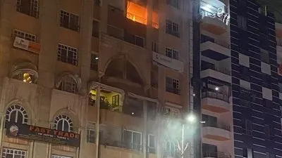 حريق هائل بوحدة سكنيه ببرج ببورسعيد