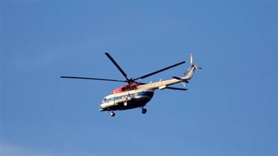 اشتعال النيران في مروحية من طراز 