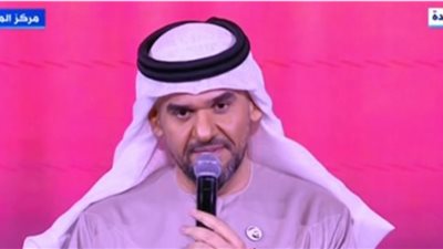 أول ظهور لحسين الجسمي بعد زواجه أمام الرئيس السيسي 