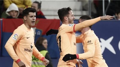 أتلتيكو مدريد يهزم أوساسونا ويعزز تواجده في المربع الذهبي بالليجا
