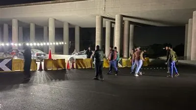 صور - هبوط أرضي بكوبري الفحص ببنها وتحويلات مرورية جديدة