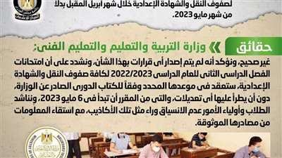 ما حقيقة تقديم موعد امتحانات الفصل الدراسي الثاني لصفوف النقل والشهادة الإعدادية