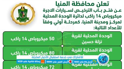 فتح باب الترخيص لسيارات أجرة ميكروباص 14 راكبا بالمنيا 