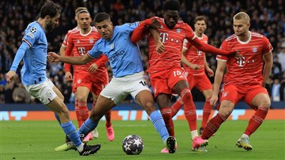 مانشستر سيتي ينهي الشوط الأول بالتقدم على بايرن ميونخ في ربع نهائي دوري أبطال أوروبا 