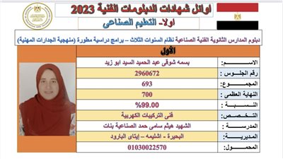 عاجل - الآن نتيجة الدبلومات الفنية 2023 في محافظة الجيزة برقم الجلوس عبر بوابة التعليم الفني