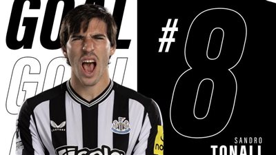 هدف تونالي اليوم أمام أستون فيلا في الدوري الإنجليزي