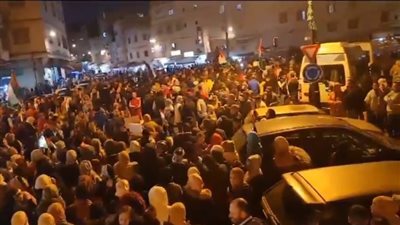 تظاهرة ضخمة في طنجة المغربية دعما لغزة 