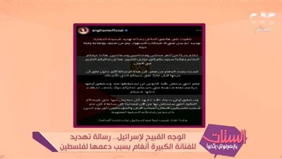 أنغام تتلقى رسائل تهديد بعد دعم القضية الفلسطينية (فيديو)