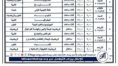 عاجل - تبدأ 10 يونيو وتنتهي 20 يوليو.. جدول امتحانات الثانوية العامة الدور الأول 2024 لطلاب الصف الثالث الثانوي
