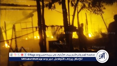 وفاة شاب وإصابة 2 آخرين ونفوق 12 رأس ماشية في حريق ببني سويف (صور)