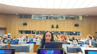 مايا مرسي تلقي كلمة مصر خلال النقاش العام للدورة 68 للجنة وضع المرأة بالأمم المتحدة