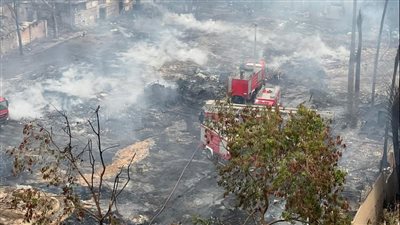 المعاينة: النيران التهمت استوديو الأهرام و6 عقارات وخسائر بالملايين