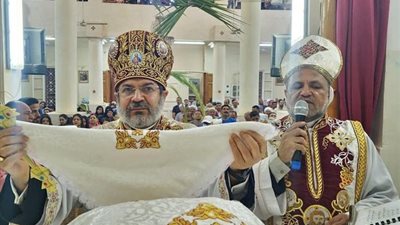 الأنبا توما يترأس صلوات أحد الشعانين بكنيسة مار جرجس بجهينة