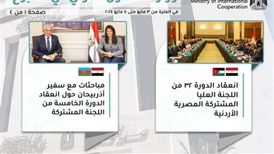 الحصاد الأسبوعي لوزارة التعاون الدولي.. انعقاد الدورة 32 من اللجنة العليا المصرية الأردنية المشتركة