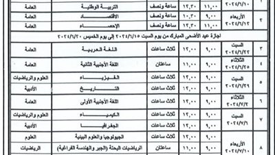 جدول امتحانات الثانوية العامة 2024 الموعد الرسمي لجميع الشعب في محافظة الجيزة 