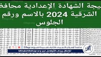 نتيجة الشهادة الاعدادية 2024 الترم الثاني محافظة الشرقية برقم الجلوس أو الاسم عبر بوابة الفجر وموقع وزارة التربية والتعليم