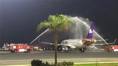 استقبال أولى رحلات الطيران المباشرة لشركة آير كايرو من مدريد لشرم الشيخ 