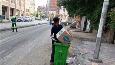 رفع وتحرير 320 حالة ومحضر إشغال وتنفيذ أعمال النظافة وتهذيب الأشجار بأحياء أسوان