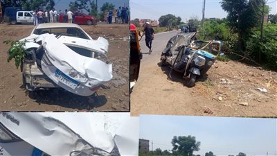 مصـرع شخصين وإصابة ثالث إثر تصادم سيارة يقودها صبي تدهس توكتوك في بالمنوفية