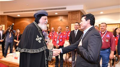 البابا تواضروس يلتقي وزير الشباب وقيادات الرابطة الدولية لكشافة المسيحيين الأرثوذكس